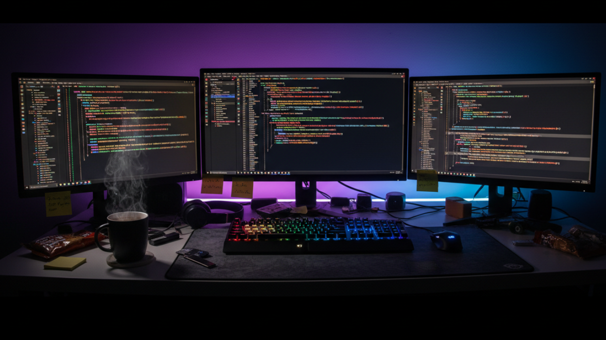 Setup de programador con iluminación RGB